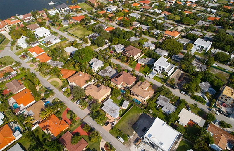 aerial view of residential area