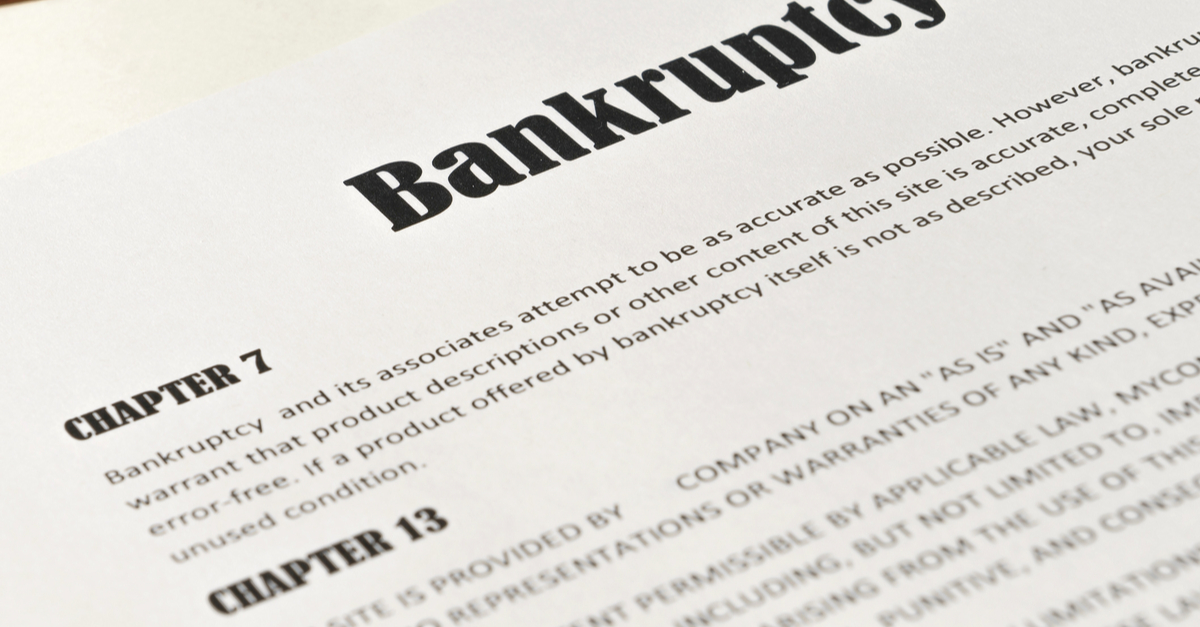 close-up of bankruptcy document
