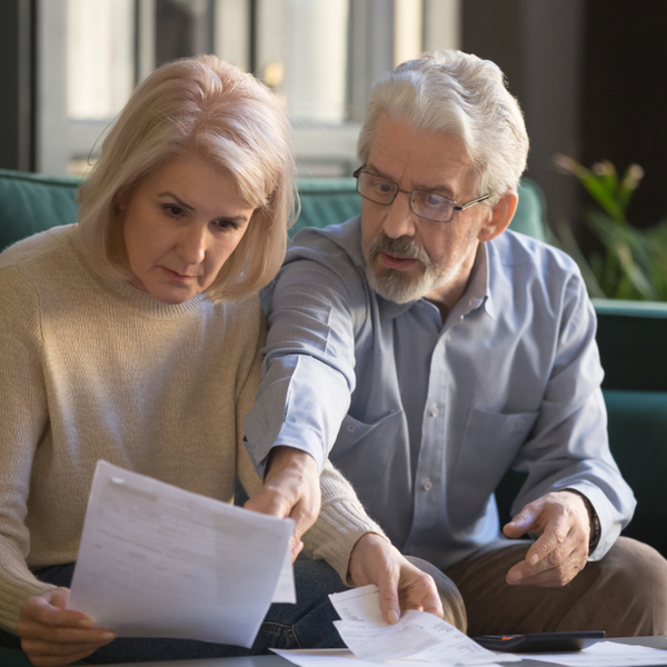 mature couple considering filing for bankruptcy