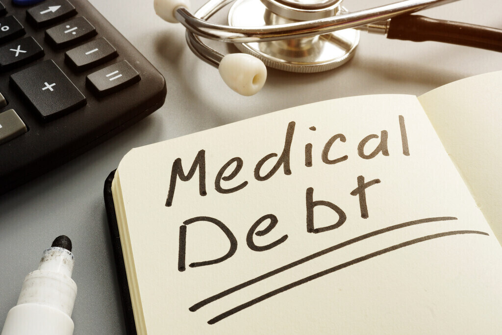 Medical debt document on a desk