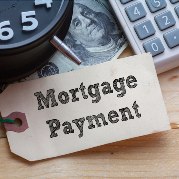 mortgage payment words on tag clock dollar