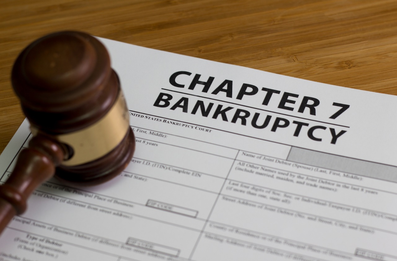 Chapter 7 bankruptcy document and gavel