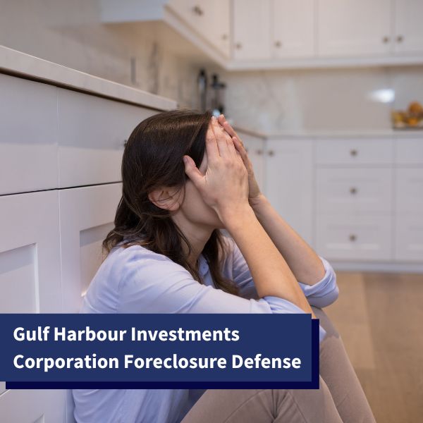 Florida woman crying on the floor - Gulf Harbour Investments Corporation Foreclosure Defense